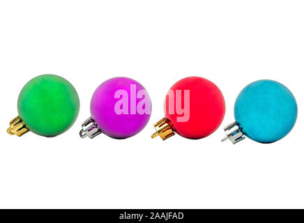 Four colored Christmas balls isolated on white background Stock Photo