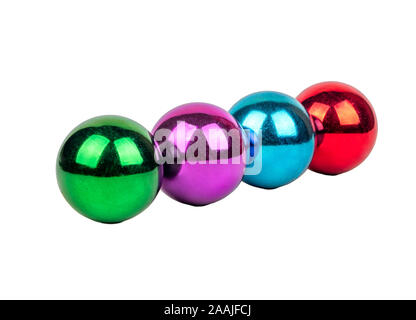 Four colored Christmas balls isolated on white background Stock Photo