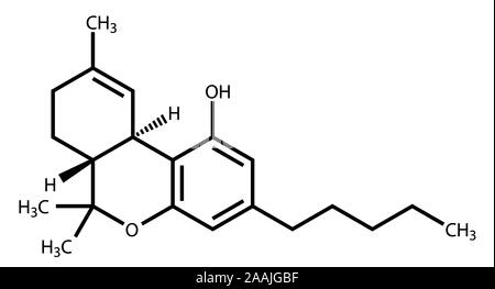 Tetrahydrocannabinol structural formula Stock Photo