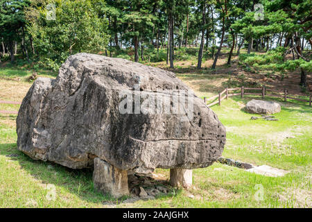 Dolmen of go-board type called Toad Dolmen in Gochang dolmens site South Korea Stock Photo