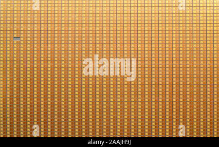 Missing computer chip on a wafer Stock Photo