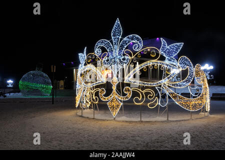 New Year Theatrical Mask on Theater Square in Vladimir city. Stock Photo