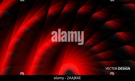 Abstract lines glow red in a twisted dark shiny motion. abstract vector technology background Stock Vector