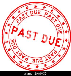 Grunge red past due word round rubber seal stamp on white background Stock Vector