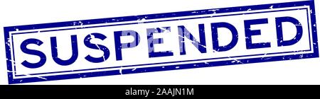 Grunge blue suspended word square rubber seal stamp on white background Stock Vector