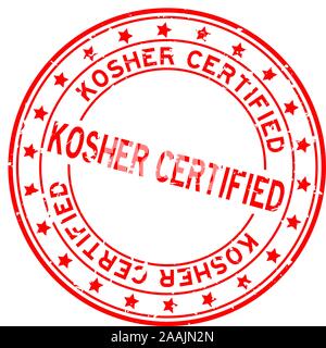 Grunge red kosher certified word squre rubber seal stamp on white background Stock Vector