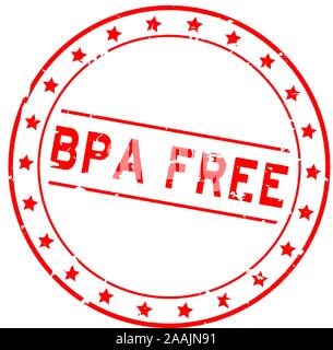 Grunge red BPA (abbreviation of Bisphenol A) free word round rubber seal stamp on white background Stock Vector