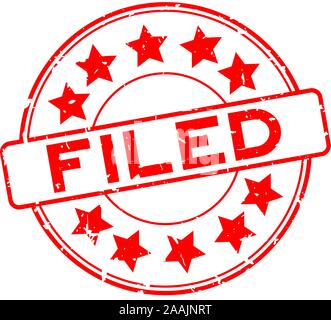 Grunge red filed word with star icon rubber seal stamp on white background Stock Vector