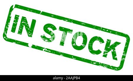 Grunge green in stock word square rubber seal stamp on white background Stock Vector