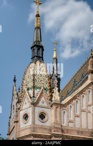 Budapest, Ladislaus-Kirche, Szent Laszló tér, Ödön Lechner, Gyula Pártos 1898 Stock Photo