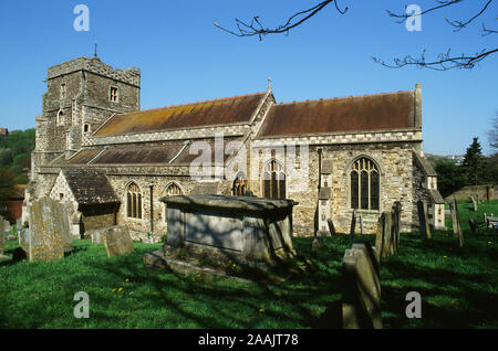 Exterior of the historic 15th century All Saints church in Hastings Old Town, East Sussex, UK Stock Photo