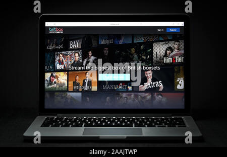 Britbox streaming service by the BBC and ITV on a laptop computer Stock Photo