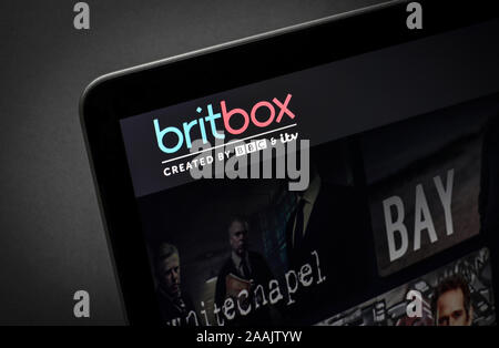 Britbox streaming service by the BBC and ITV on a laptop computer Stock Photo