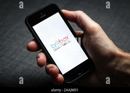 Britbox streaming service app by the BBC and ITV on a mobile phone Stock Photo