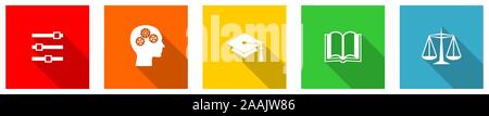 Set of colorful web flat design vector icons, education, university, college and school buttons in eps 10 for webdesign and mobile applications on whi Stock Vector