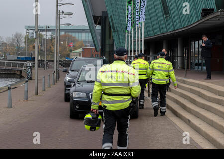 Police Motor Officers At Work Guiding Queen Maxima At The Nemo Science Museum The Netherlands 2019 Stock Photo