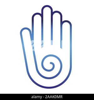 Peace hand icon with spiral in blue shades. Vector illustration. Stock Vector