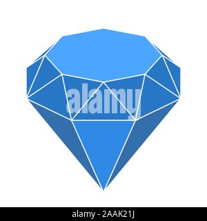 Diamond shape in 3d and blue shades. Geometric style. Vector illustration. Stock Vector