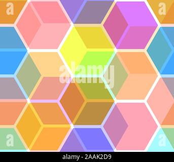 Seamless hexagonal background in soft pastel colors. Vector illustration. Stock Vector