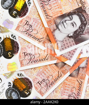 Bank of England £10 notes. Stock Photo