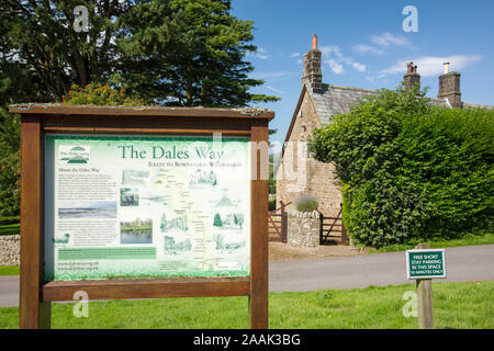 A sign for the Dlaes Way in Buckden, Yorkshire, Dales, UK.