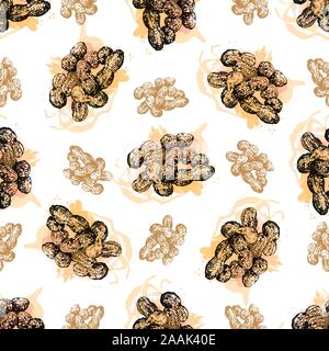 Seamless pattern of hand drawn sketch style peanuts isolated on white background. Vector illustration. Stock Vector