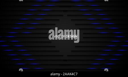 Luxurious dark background with overlapping shadow lines. Modern dark black background with light blue and shadow. eps vector 10 Stock Vector