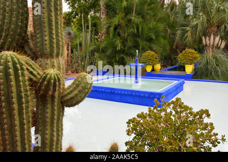 Fountain in the Majorelle gardens. Marrakech, Morocco Stock Photo