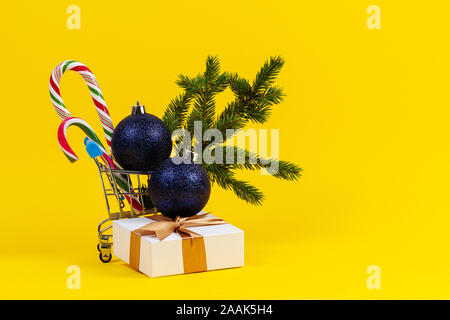 Download Gift Box On Yellow Background Stock Photo Alamy PSD Mockup Templates