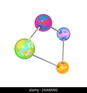 Complicated chemical structure with atomic bonds isolated on white Stock Vector