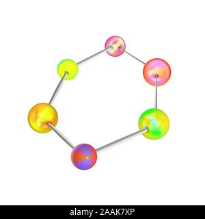 Complicated chemical structure with atomic bonds in hexagon shape isolated on white Stock Vector