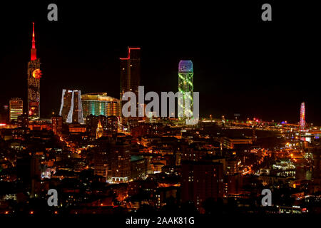 Stunning cityscape at night of Batumi as seen from Anuria mountain viewing platform, Batumi, Georgia Stock Photo