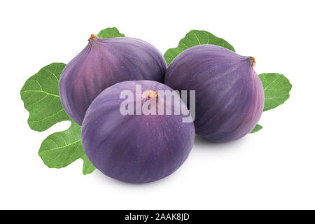 Fresh fig fruit with leaf isolated on white background. Stock Photo