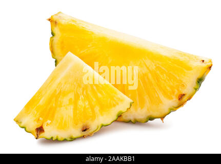 sliced pineapple path isolated on white Stock Photo