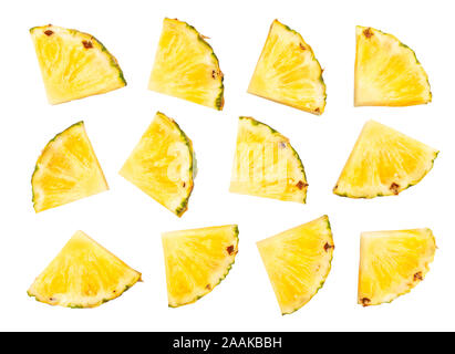 sliced pineapple path isolated on white Stock Photo