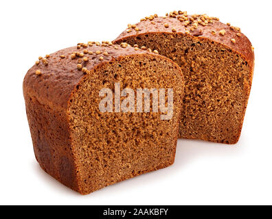 sliced brown coriander bread path isolated on white Stock Photo