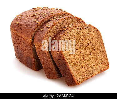 sliced brown coriander bread path isolated on white Stock Photo