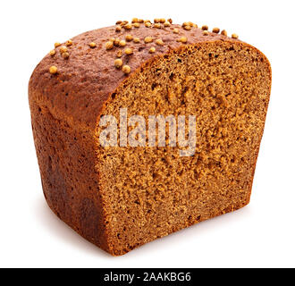 sliced brown coriander bread path isolated on white Stock Photo