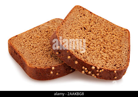sliced brown coriander bread path isolated on white Stock Photo