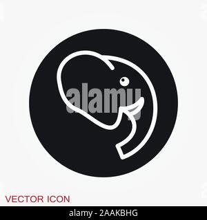 Elephant icon, vector logo line art illustration Stock Vector