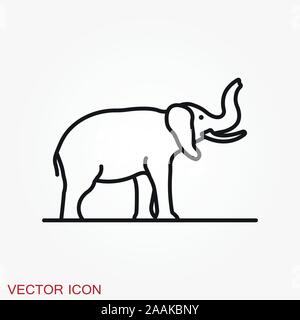 Elephant icon, vector logo line art illustration Stock Vector