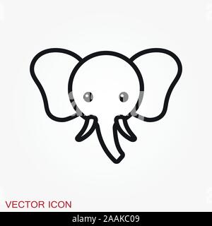 Elephant icon, vector logo line art illustration Stock Vector