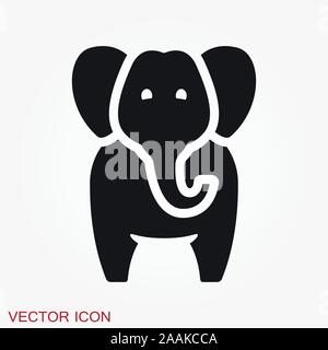Elephant icon, vector logo line art illustration Stock Vector