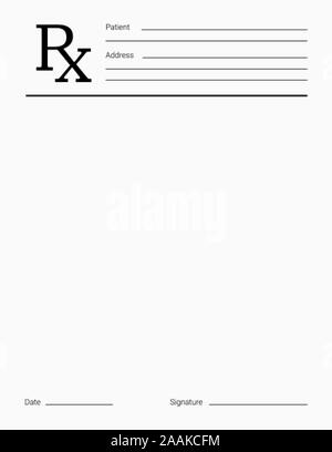 Doctor's Rx pad template. Blank medical prescription form. Stock Vector