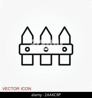 Fence icon, modern minimal flat design style Stock Vector