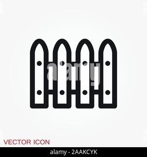 Fence icon, modern minimal flat design style Stock Vector