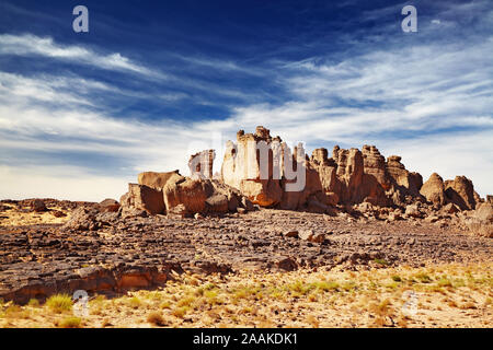 Bizarre cliffs in Sahara Desert, Tassili N'Ajjer, Algeria Stock Photo