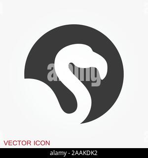 Flamingo icon, minimalistic vector illustration, symbol of bird Stock Vector