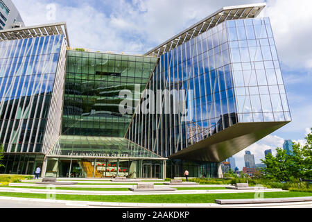 New York, USA - August 20, 2018: Tata Innovation Center at the Cornell Tech campus on Roosevelt Island in New York. Stock Photo