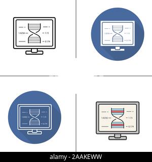 Human genome project icon. Flat design, linear and color styles. Dna strand research formula isolated vector illustrations Stock Vector